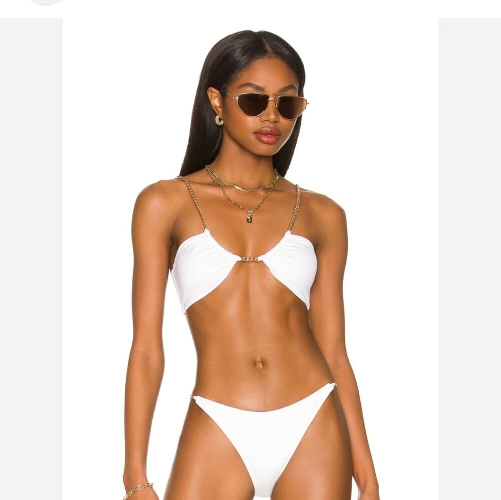 L*Space x Tessa Brooks Sammie Bikini Top White Size XL NWT